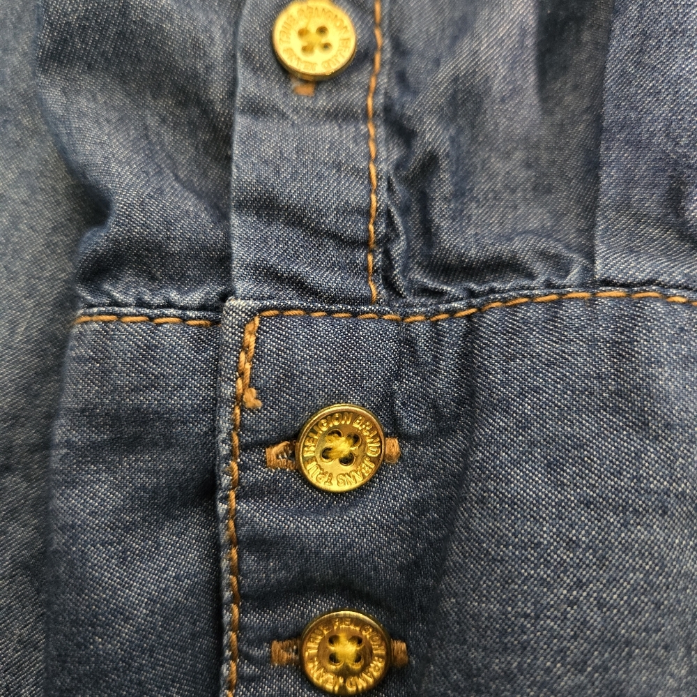 True Religion Lace up Denim Chambray Dress in Fossil Silk Color size Small EUC - Picture 8 of 13